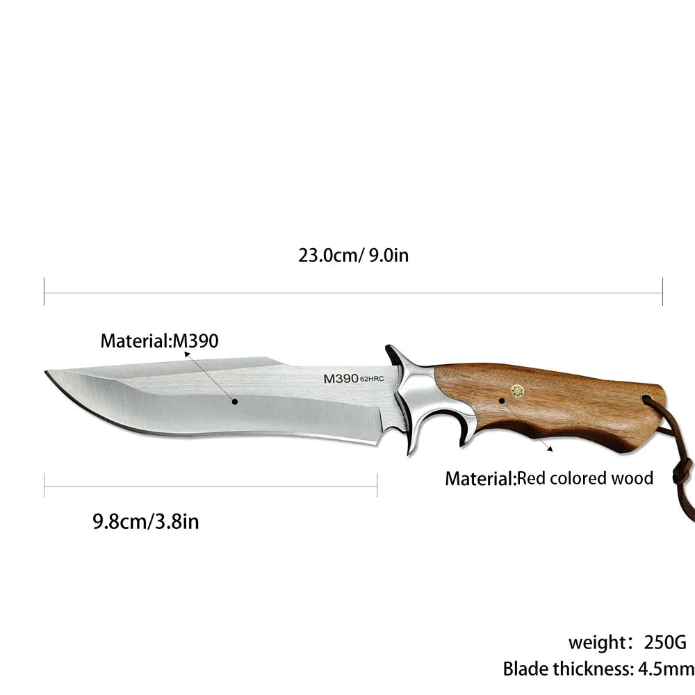 High Hardness M390 Blade Red Colored Wood Handles Tactical Hunting Knife Self-defense EDC Tools Portable Camping Survival Knives