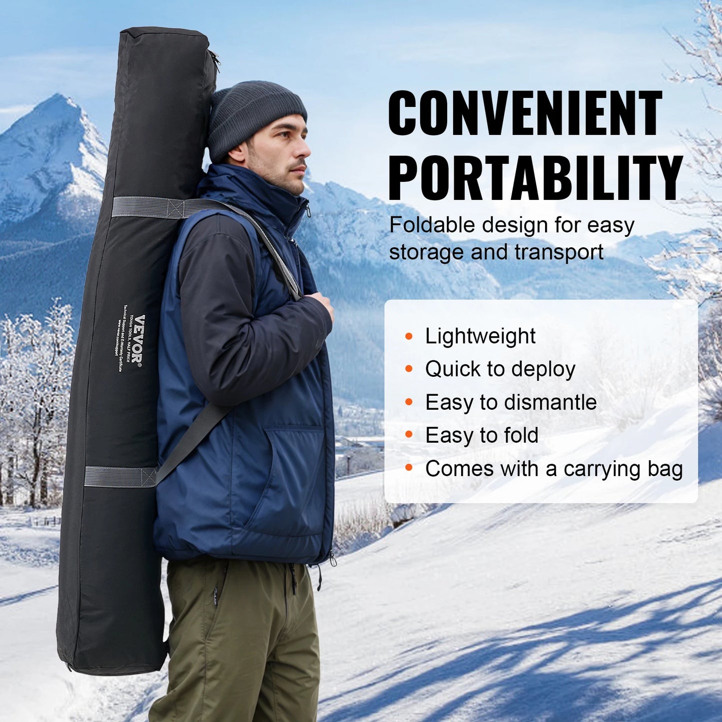 SucceBuy Portable Ice Shelter 1-2 Person Fishing Tent Ice Shanty for Winter Fishing Waterproof Ice Cube with Anchors Carry Bag