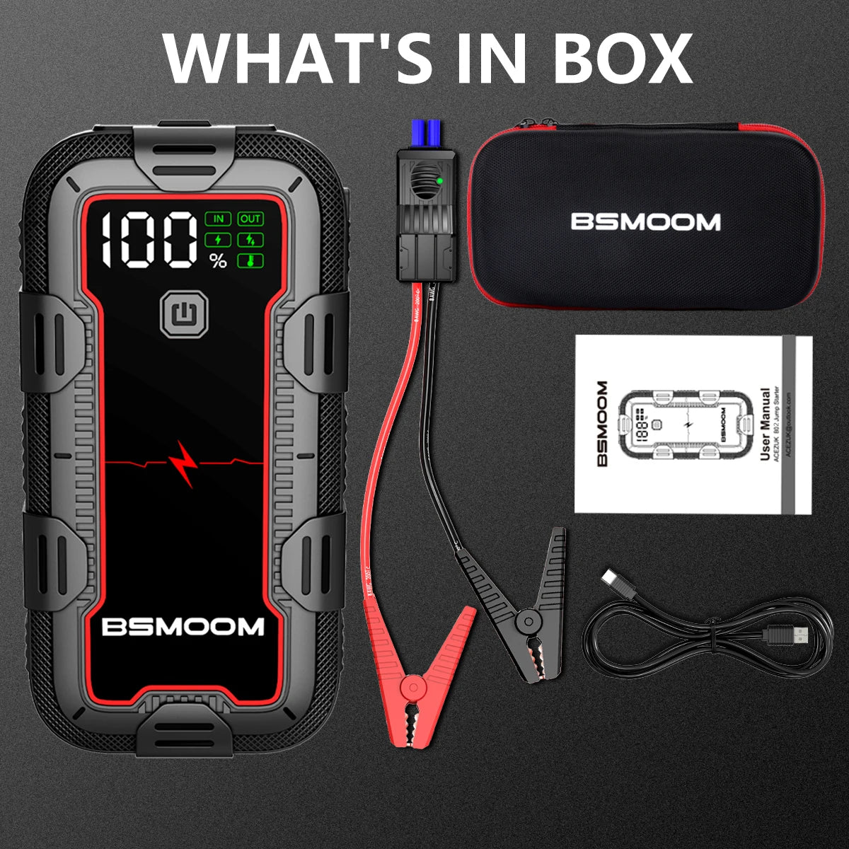 Car Jump Starter 5000A/4000A Battery Charger Emergency Power Bank Booster for 12V Gasoline and Diesel Vehicles Starting