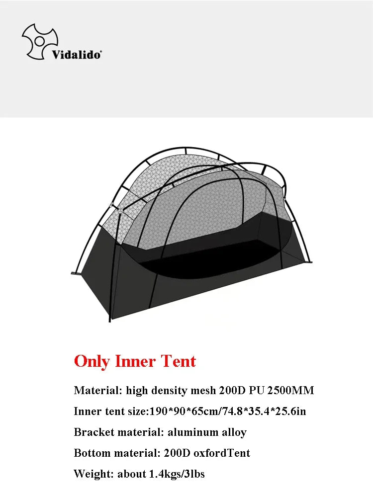 Vidalido Floating Island Tent Cot – Ultralight 1-Person Cot Tent Off-Ground Camping Tents with Mosquito Net & Waterproof Rainfly