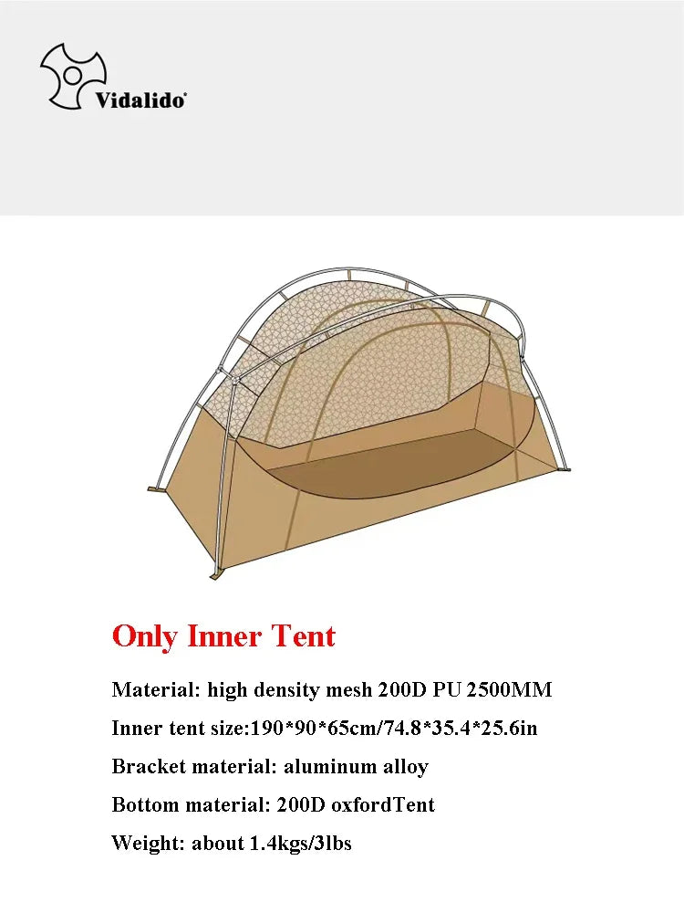 Vidalido Floating Island Tent Cot – Ultralight 1-Person Cot Tent Off-Ground Camping Tents with Mosquito Net & Waterproof Rainfly