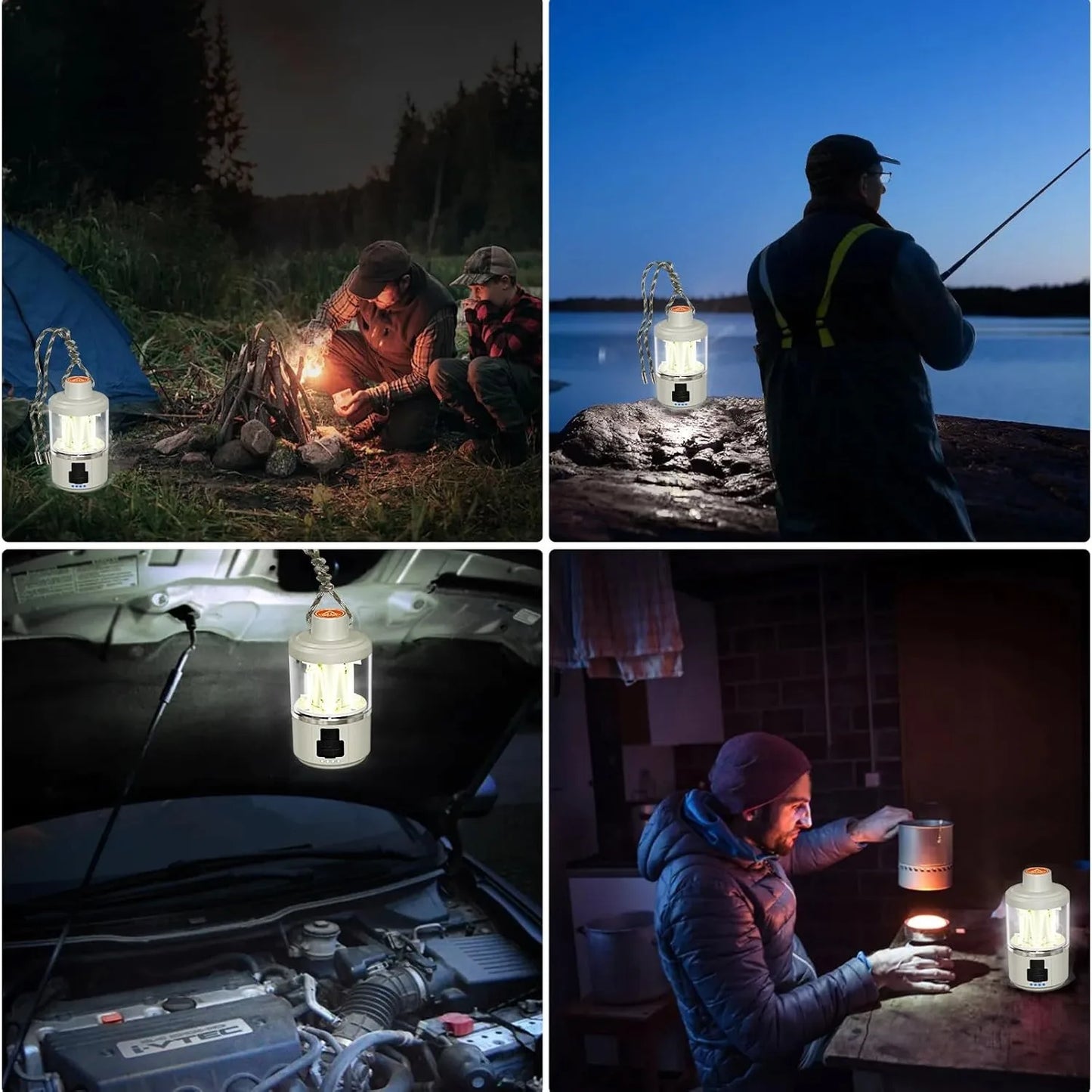 LED Camping Lantern Rechargeable, Cob Camping Lanterns Outdoor Flashlight, 3 Colors, Portable Battery Emergency Light, Suitable