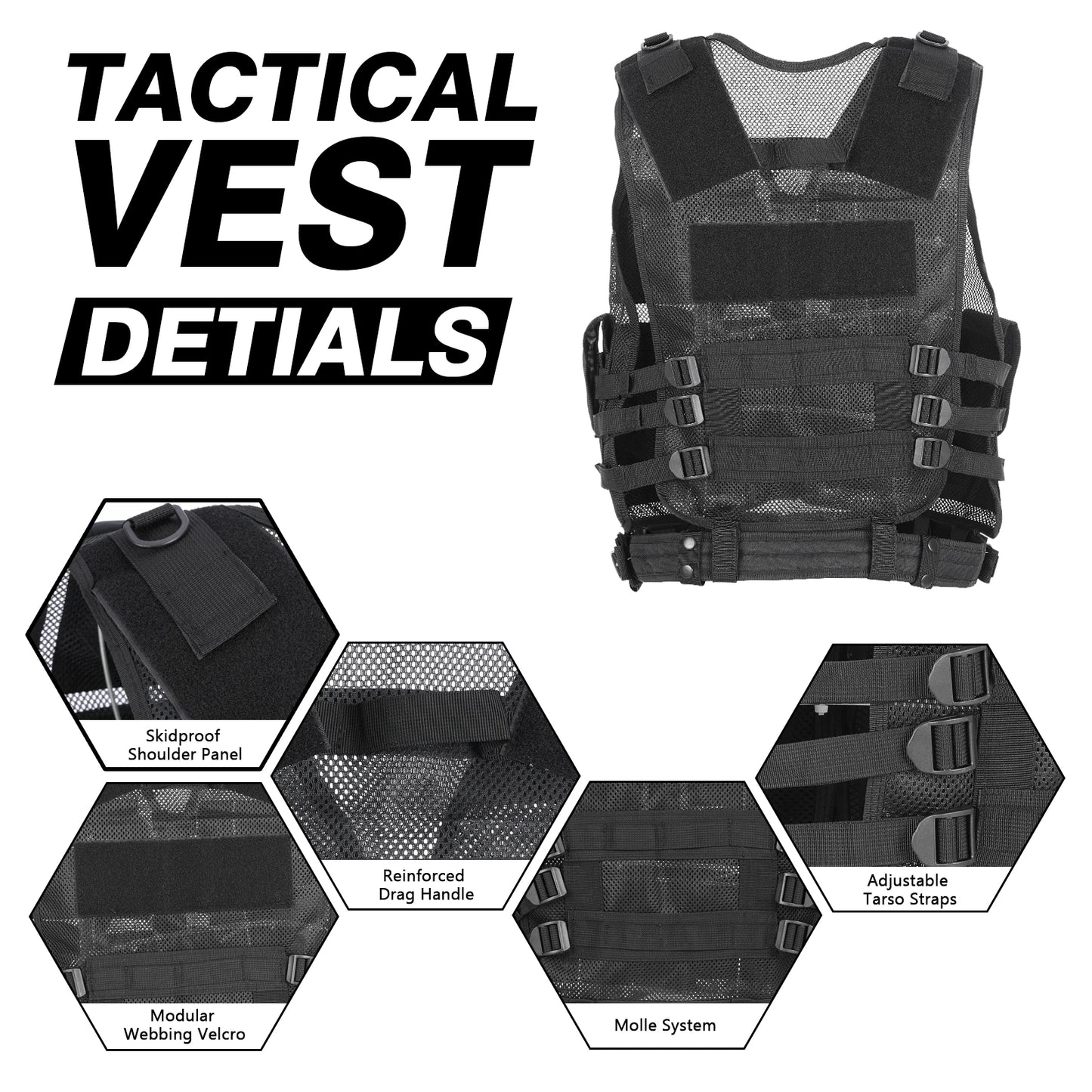 Outdoor Camping Tactical Vest Multi-Pockets Breathable Combat Vest Outdoor Military Airsoft Army Vest For Hunting Camping Hiking