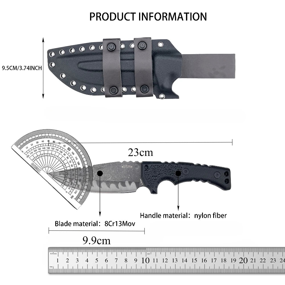 M27N Tactical Survival Knife 8Cr13Mov Nylon Fiber Handle Suitable for Outdoor Fishing and Camping Men's Heavy-Duty Knives