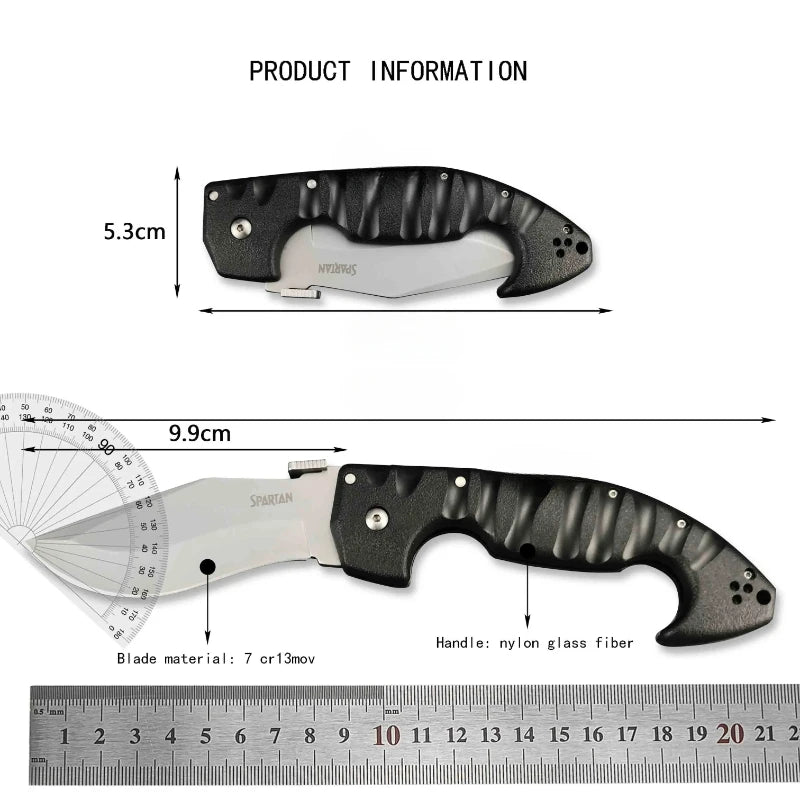 Cold spartan Pocket Pocket knife 7CR13MOV blade fiberglass handle Outdoor Tactical Camping Hiking Survival EDC folding knife