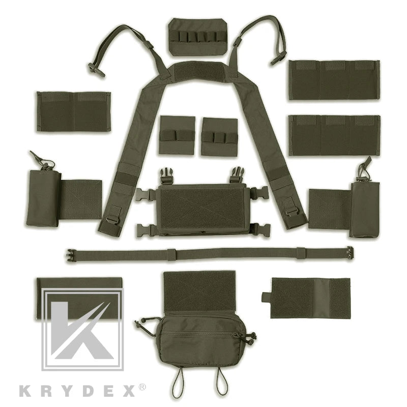 KRYDEX Tactical MK3 MK4 Chest Rig Micro Fight Chassis Modular Vest With 5.56 7.62 M4 AK Magazine Pouch Sack Pouch Hunting Gear