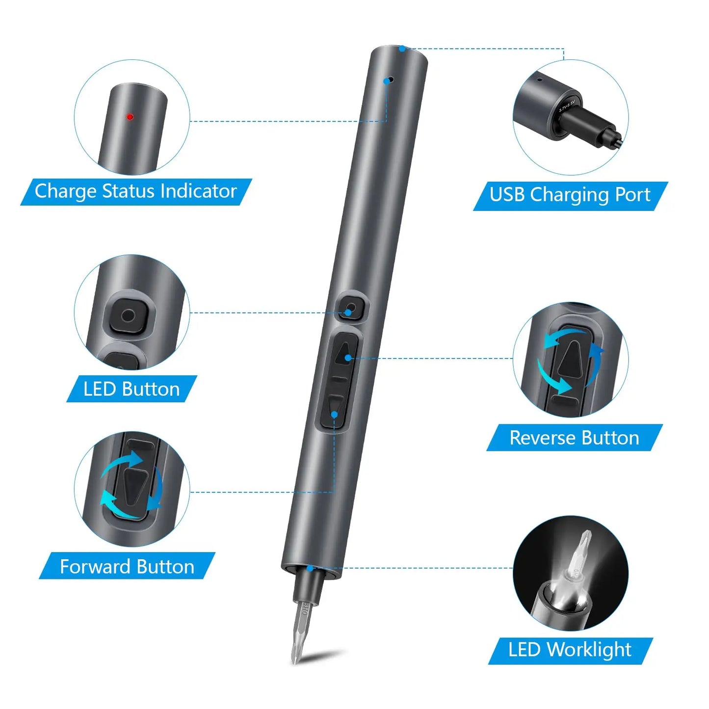 50 in 1 Precision Electric Screwdriver Set Multi-Function Power Tool with Magnetic Torx Phillips Bits for iPhone Glasses Watches