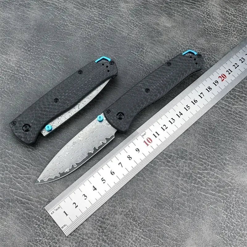 BM 535-3 carbon fiber handle Damascus steel blade outdoor camping Hiking Tactical Tool Rescue multi-purpose pocket folding knife