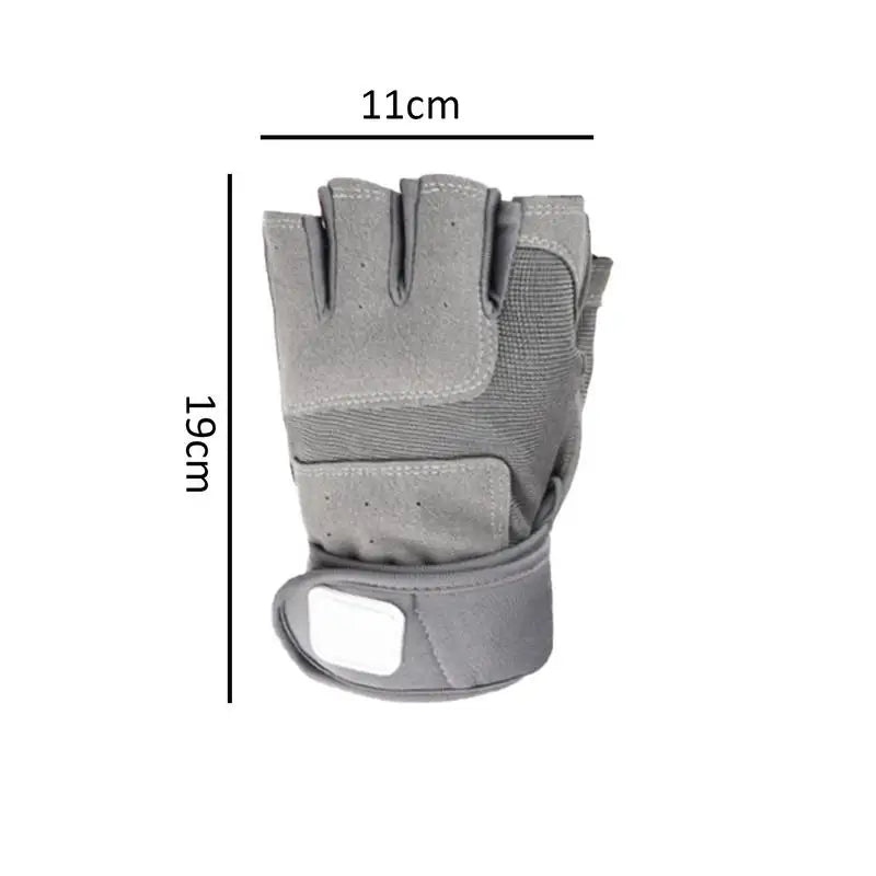 Fingerless Work Gloves Adjustable Wrist Gym Gloves Anti Slip Reinforced Palm Hand Out Mittens For Hunting Cycling Climbing