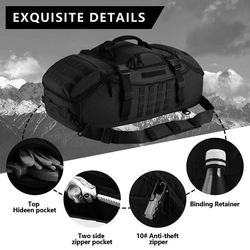 LQARMY 30L 50L 80L Sport Travel Bag Molle Tactical Backpack Gym Fitness Bag Large Duffle Bags for Camping Hunting Fishing