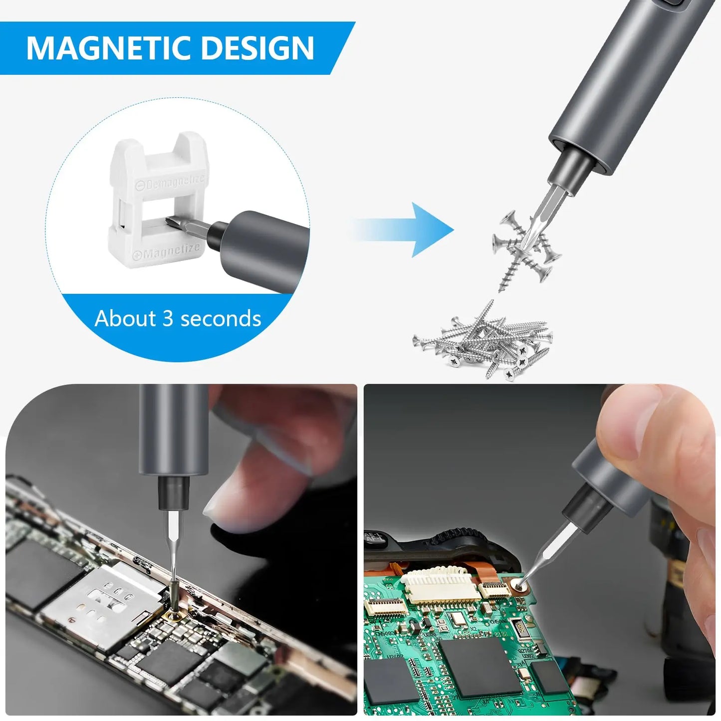 50 in 1 Precision Electric Screwdriver Set Multi-Function Power Tool with Magnetic Torx Phillips Bits for iPhone Glasses Watches