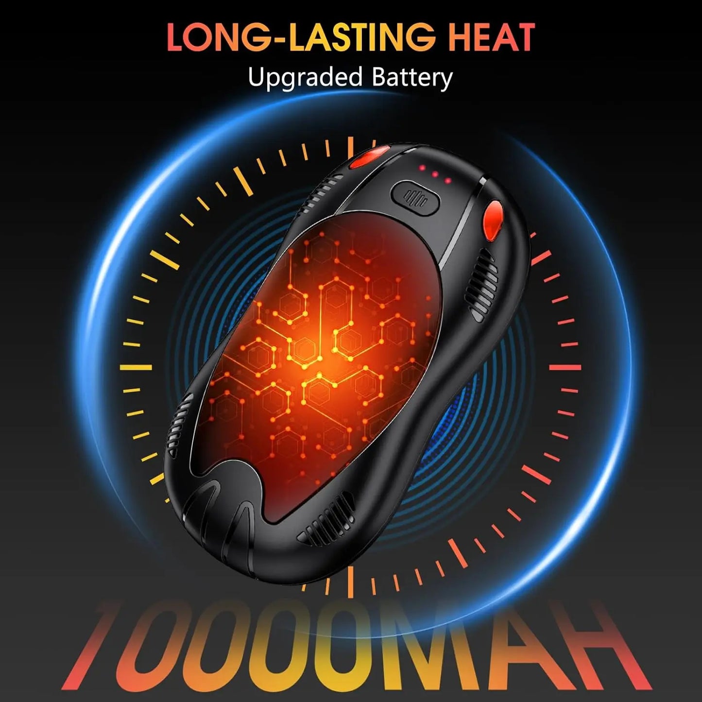 Hand Warmers Rechargeable 10000mAh 2 Pack, Double Side 3 Levels Heating , for Christmas Gifts, Work, Outdoor, Golf, Hunting