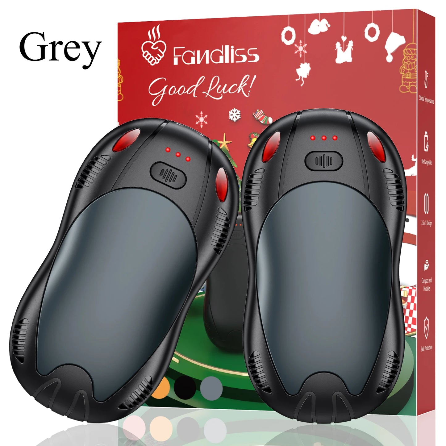 Hand Warmers Rechargeable 10000mAh 2 Pack, Double Side 3 Levels Heating , for Christmas Gifts, Work, Outdoor, Golf, Hunting