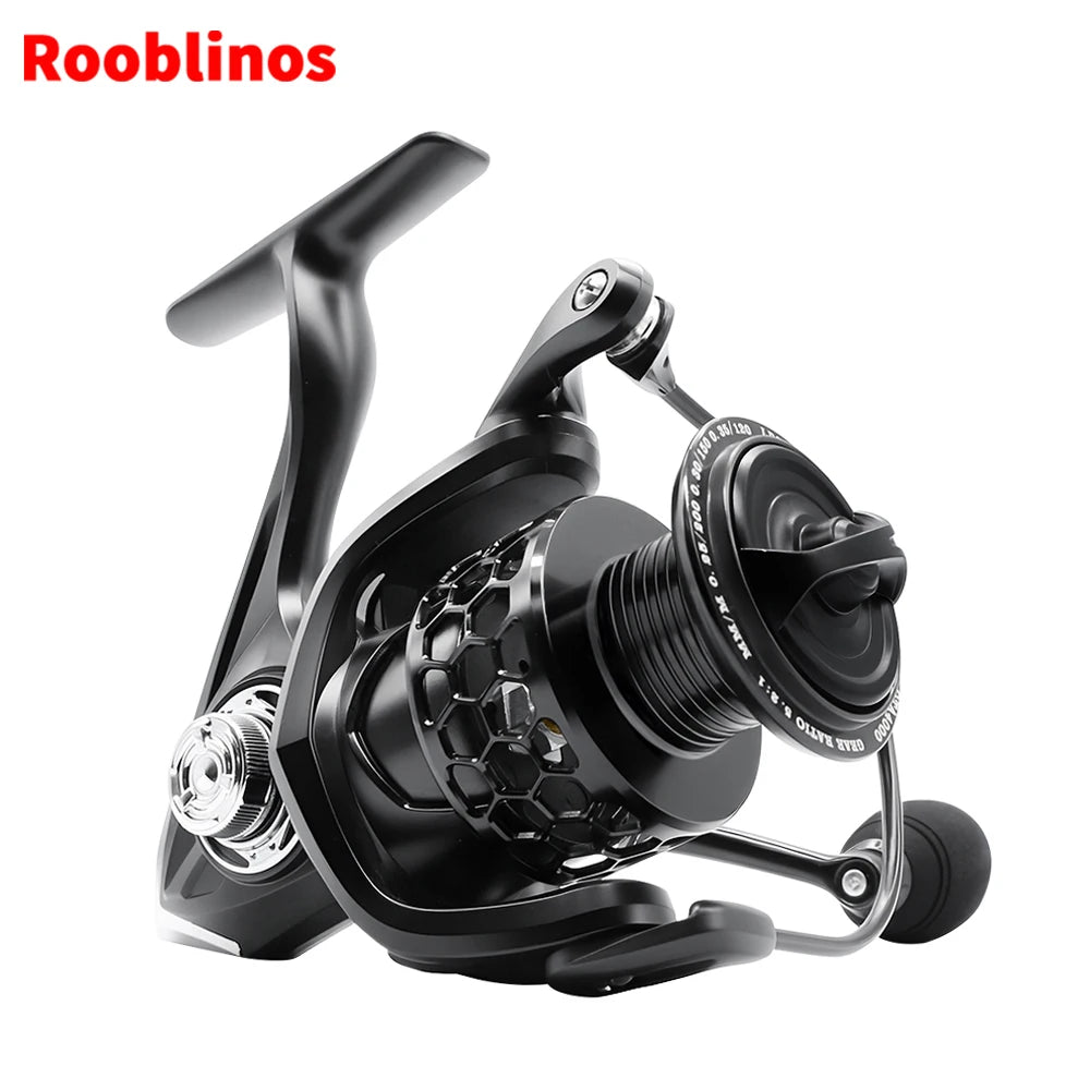 Rooblinos GTA Spinning Reel Fishing Reel Saltwater 2000 3000 4000  5.2:1 Gear Ratio Hollow Spool Design