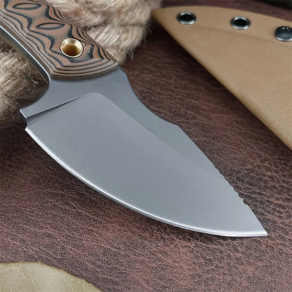 High-quality Exquisite Fixed Blade Knife with Sheath 8Cr13MoV Steel Blade G10 Steel Handle Outdoor Camping Hiking Durable Knife
