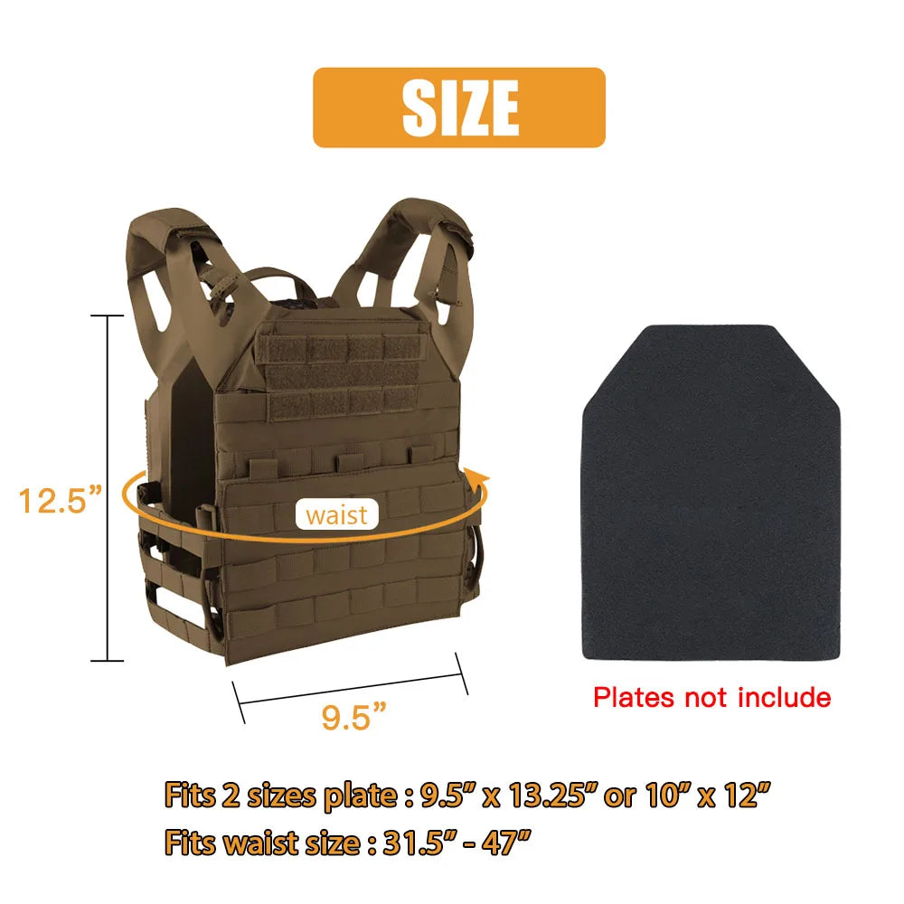 KRYDEX 500D Nylon Tactical Vest Jumpable Plate Carrier MOLLE Front Flap Panel Backpack Hunting Ranger Green Camo Men's Vest