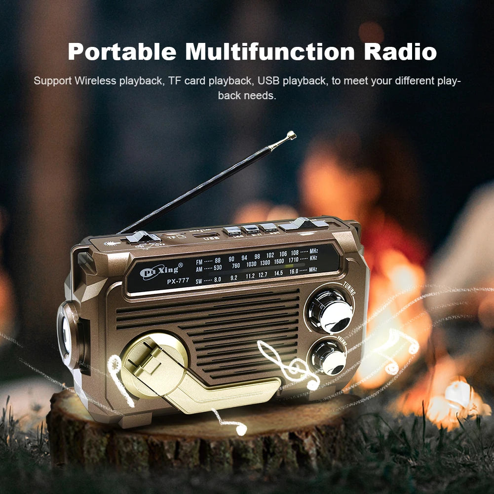 Emergency Hand Crank Radio Solar Powered Radio with BT Speaker Flashlight AM/FM/SW Radio for Outdoor Camping and Emergency