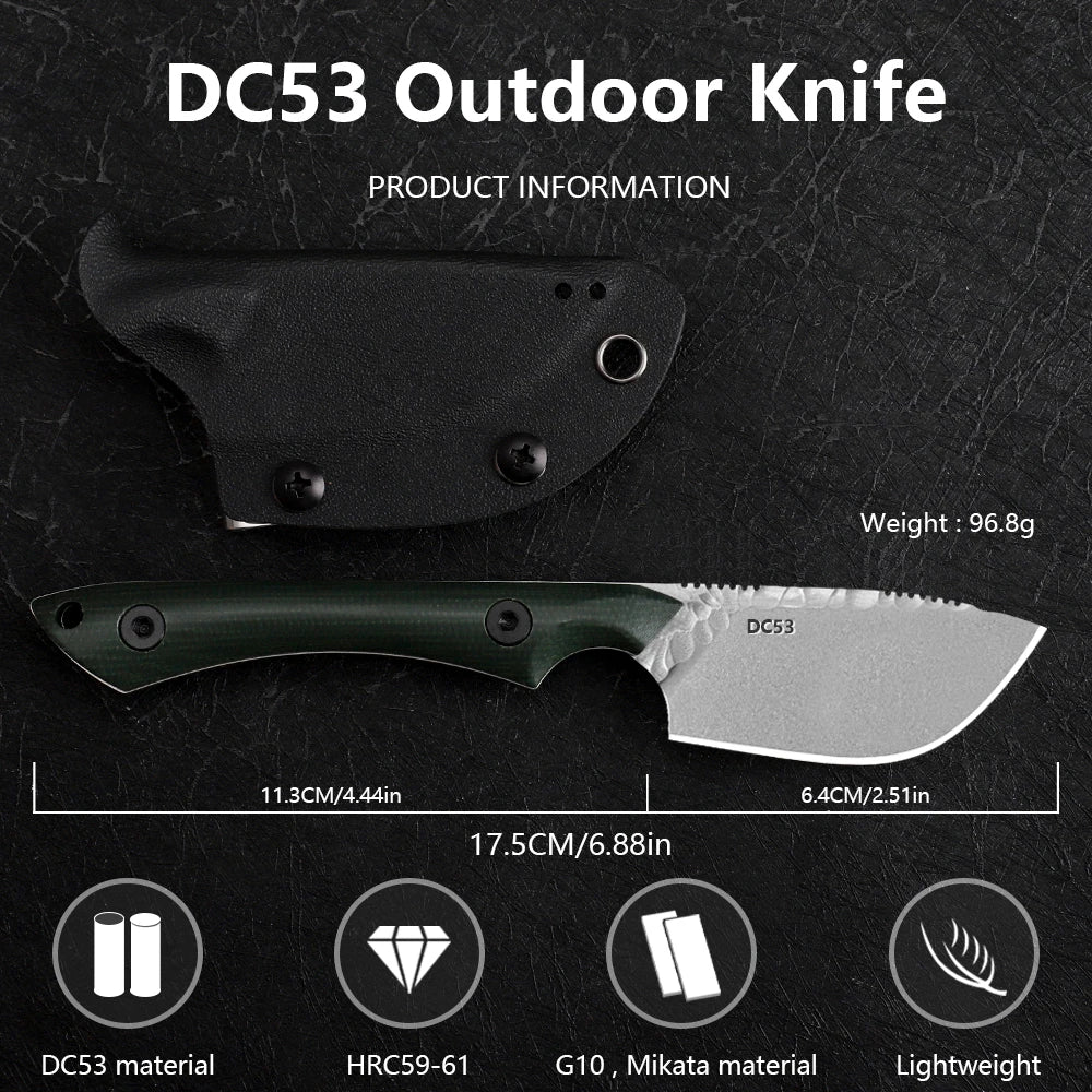JEABROTHER Pocket Knife, Linen Handle, Fixed Knife, Outdoor Survival, Camping, EDC Tools, Fruit Knife