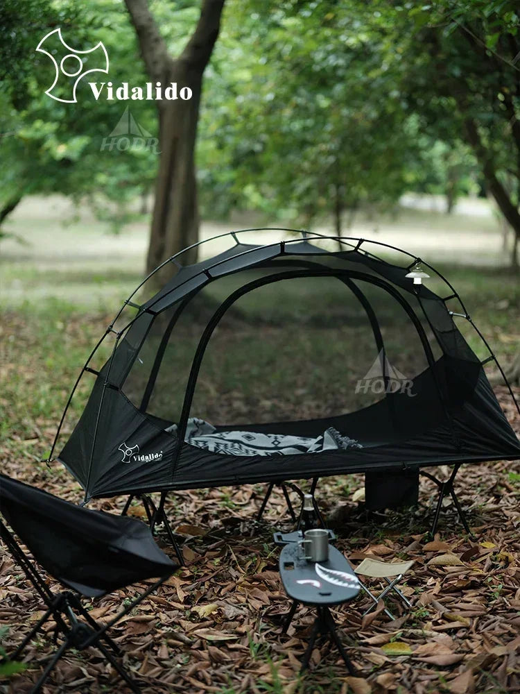 Vidalido Floating Island Tent Cot – Ultralight 1-Person Cot Tent Off-Ground Camping Tents with Mosquito Net & Waterproof Rainfly