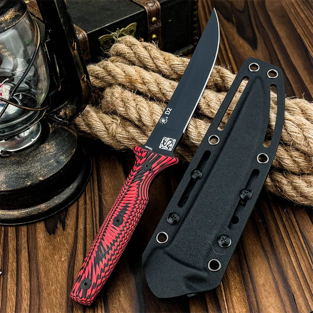 11.4inch High Quality Fixed Blade Knife with Sheath D2 Steel Blade G10 Handle Outdoor Camping Knife Hunting Knife