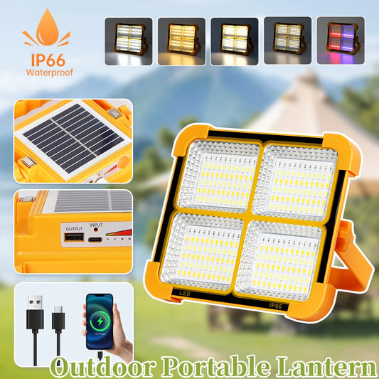 Solar Portable Lantern with USB Rechargeable Outdoor Solar Lights Emergency Sunlight for Parkside Travel Hike LED Camping Lights