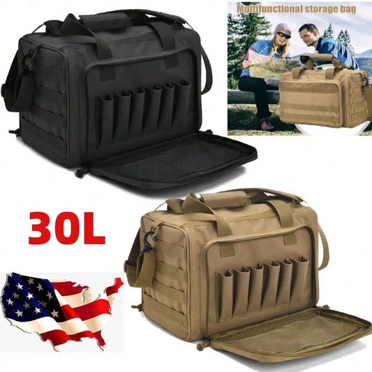 Military Style 30L Tactical Shooting Range Duffle Bag, Outdoor Hunting Hiking Backpack with Multi Compartments and Straps