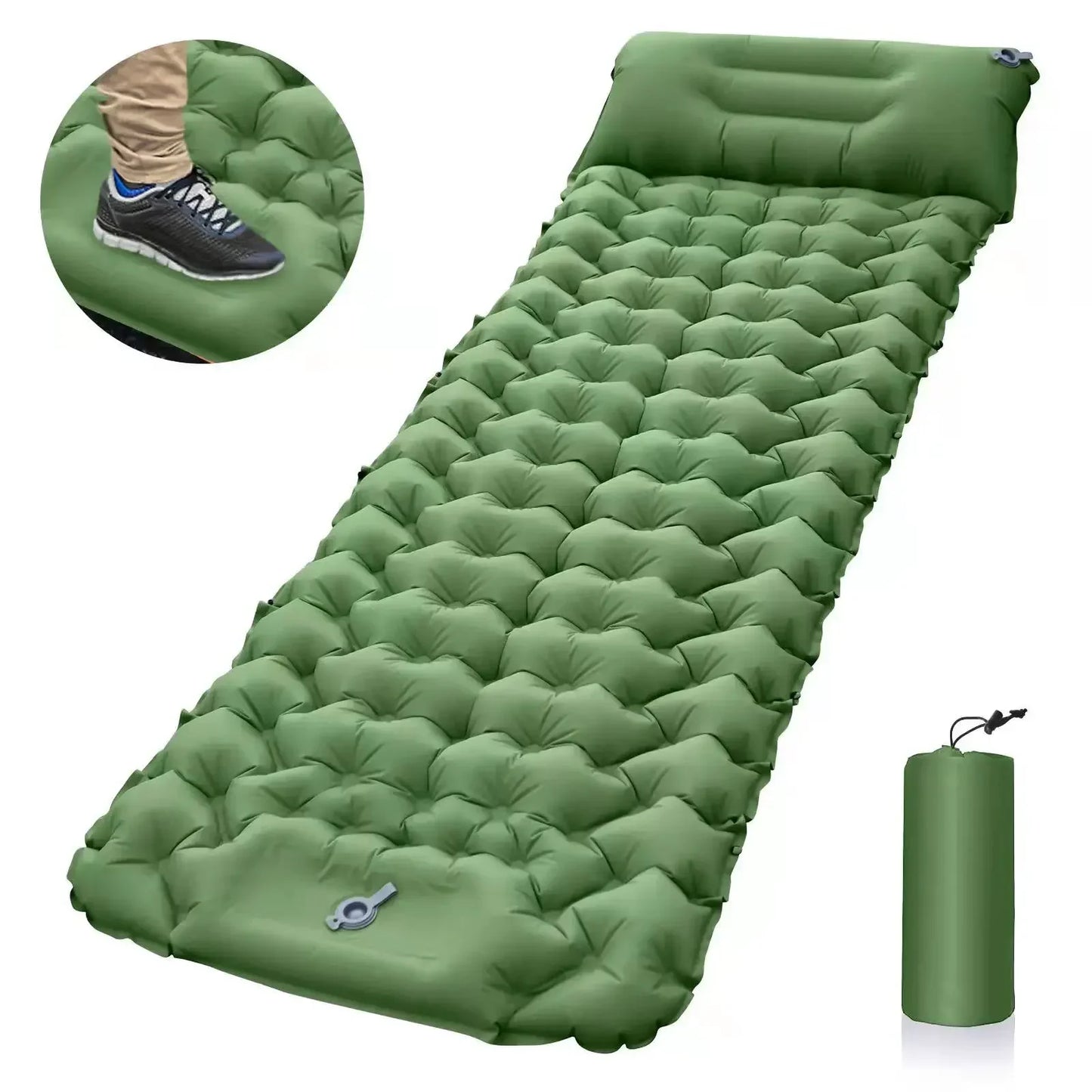Outdoor Sleeping Pad Camping Inflatable Mattress Outdoor Mat Cushion Pillow Folding Bed Ultralight Air Cushion Hiking Trekking