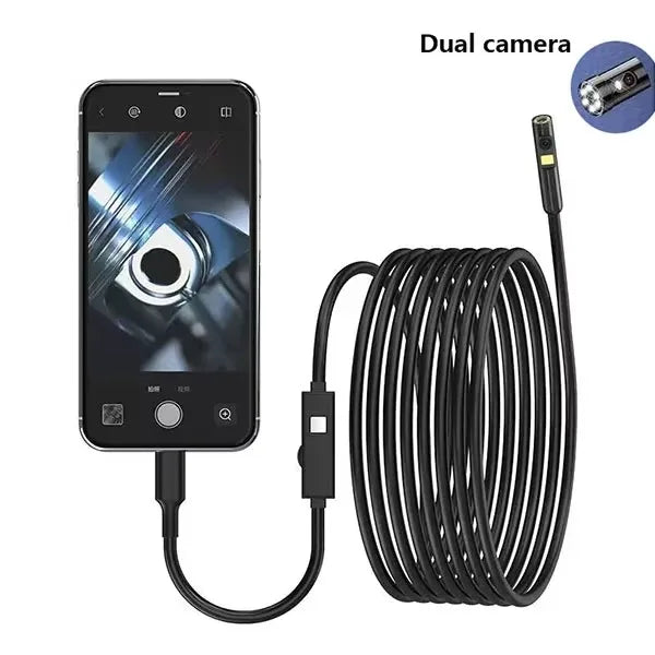 HD Dual Lens Endoscope Camera for iPhone HUAWEI XIAOMI PC Borescope Inspection Mini Camera Light 3 IN 1 Port or Lightning Port