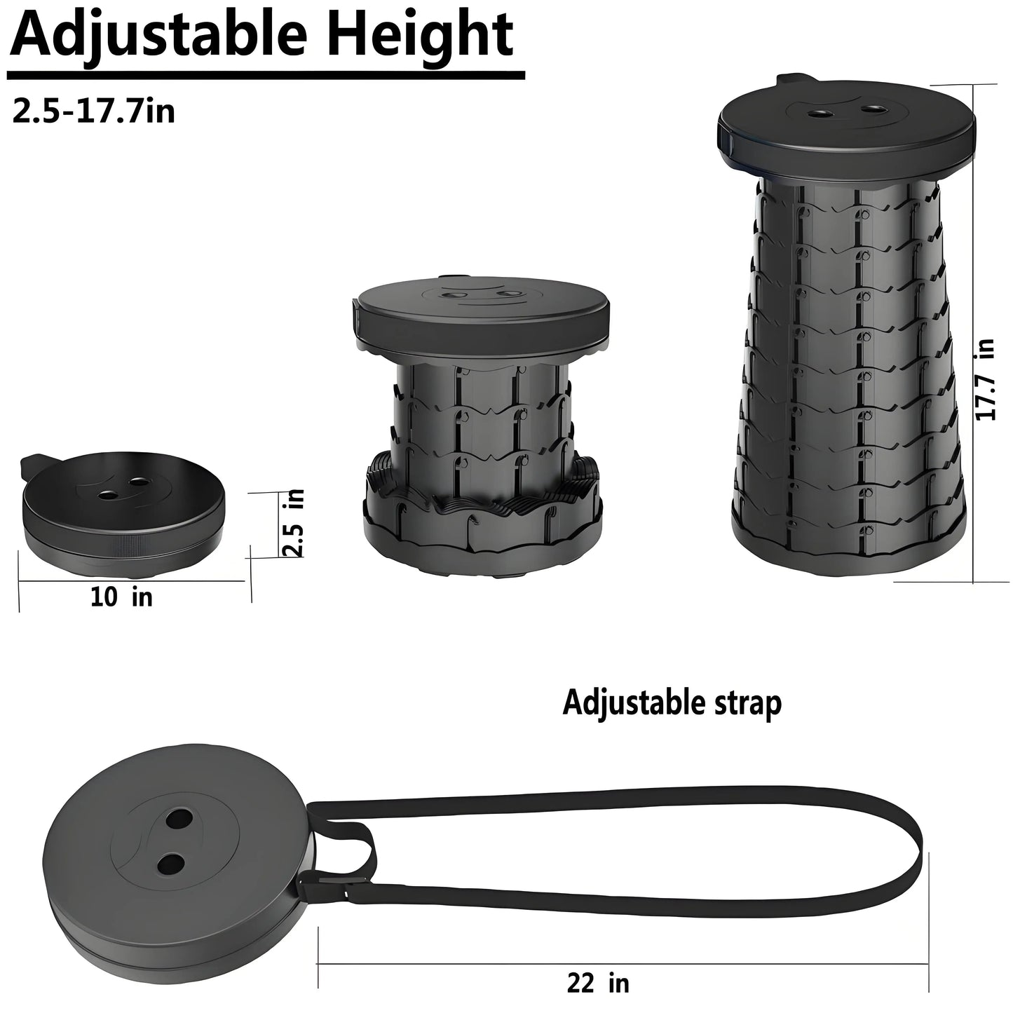 Heavy-Duty Portable Folding Stool | 440lb Capacity Compact Camping Seat | Lightweight for Fishing Hiking & Outdoor Events