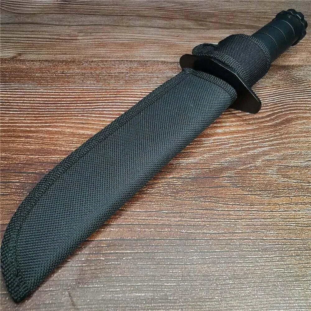 11.22" BLACK TACTICAL HUNTING FIXED BLADE MILITARY COMBAT SURVIVAL KNIFE +Sheath