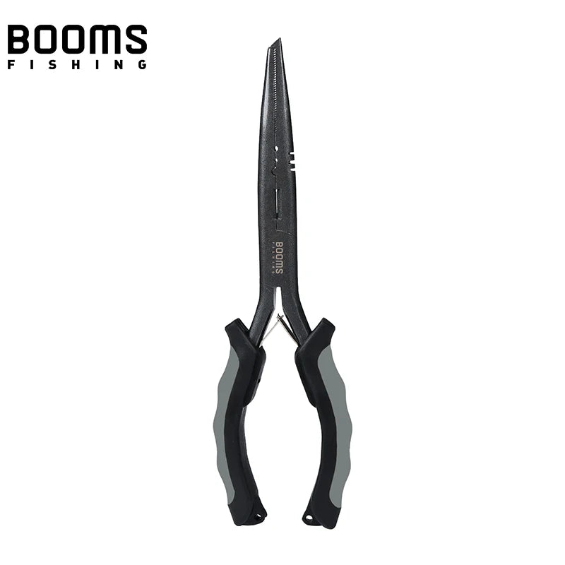 Booms Fishing F03 Multifunction Fishing Pliers Tools 23.5cm Straight Long Nose Stainless Steel Line Cutter Scissors Tools