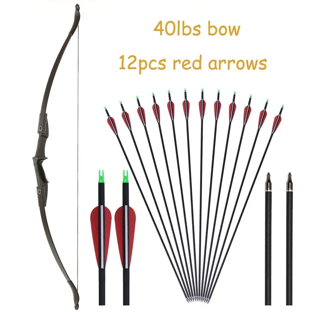 Archery Recurve Bow for Right/Left-Handed Outdoor Hunting Sports Shooting 57inch 30-40 Ibs Take-down Bow Archery Target