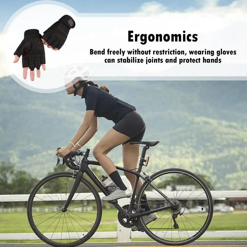 Fingerless Work Gloves Adjustable Wrist Gym Gloves Anti Slip Reinforced Palm Hand Out Mittens For Hunting Cycling Climbing