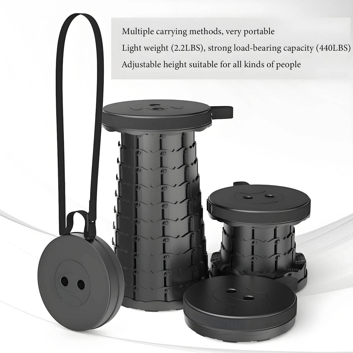 Heavy-Duty Portable Folding Stool | 440lb Capacity Compact Camping Seat | Lightweight for Fishing Hiking & Outdoor Events