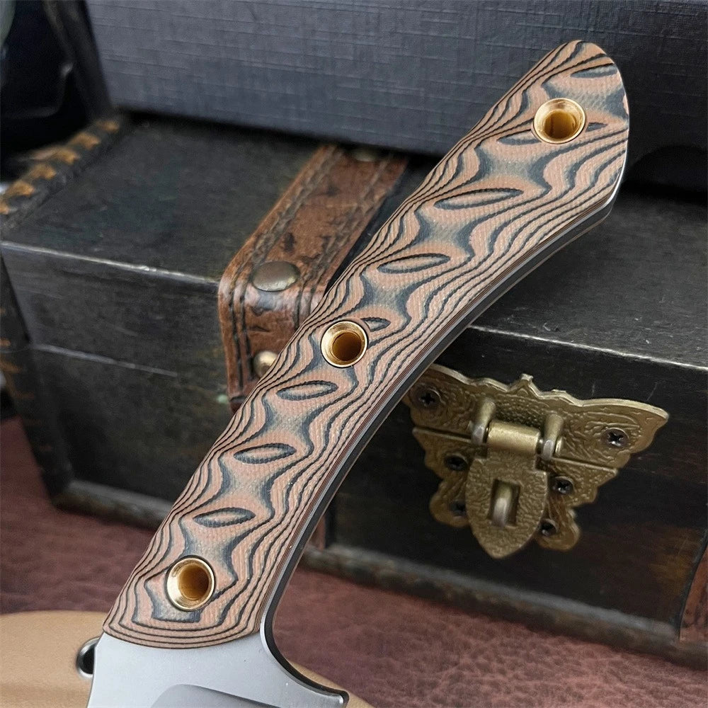 High-quality Exquisite Fixed Blade Knife with Sheath 8Cr13MoV Steel Blade G10 Steel Handle Outdoor Camping Hiking Durable Knife