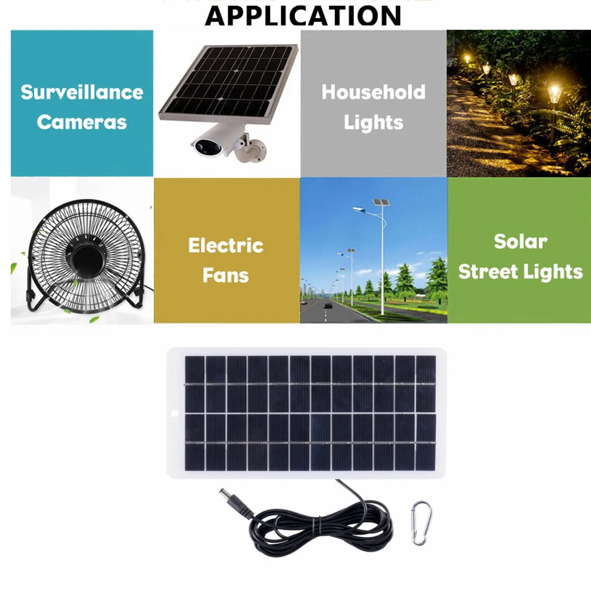 10W Mini Solar Panel 12V polycrystalline silicon Solar Cell Board for Battery Charger Home Outdoor Lamp Pump + 3 meter Cable