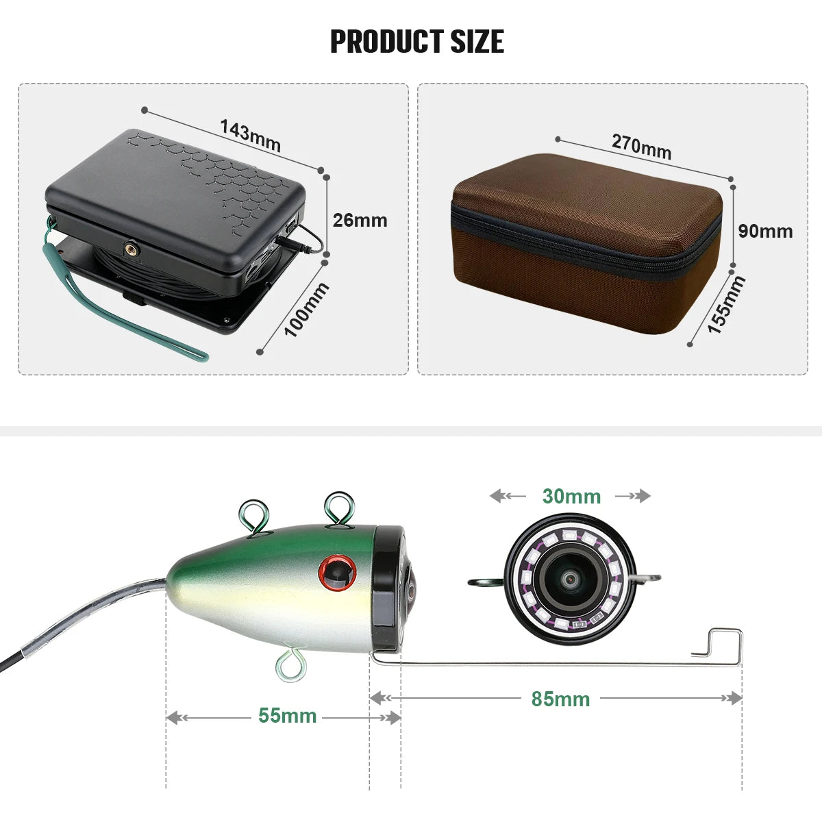 5 inch 16GB DVR Fish Finder Underwater Fishing Camera AHD 1280*720 Screen 12pcs Infrared Lamp 1080P 15m Camera For Ice Fishing