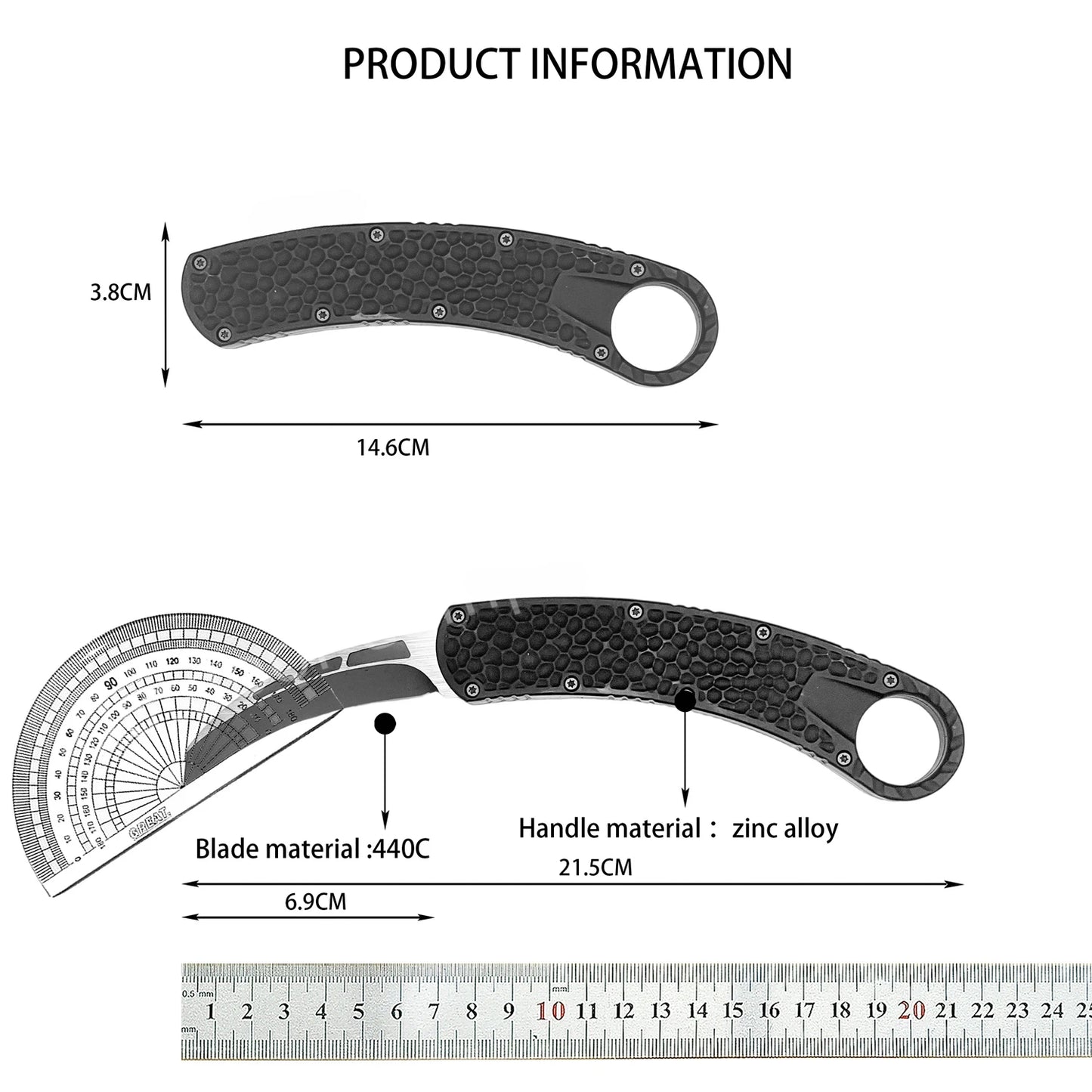 High Quality Pocket Knife 440C Steel Blade Zinc Alloy Handle EDC Outdoor Camping Knife Survival Hunting Cutting Tools