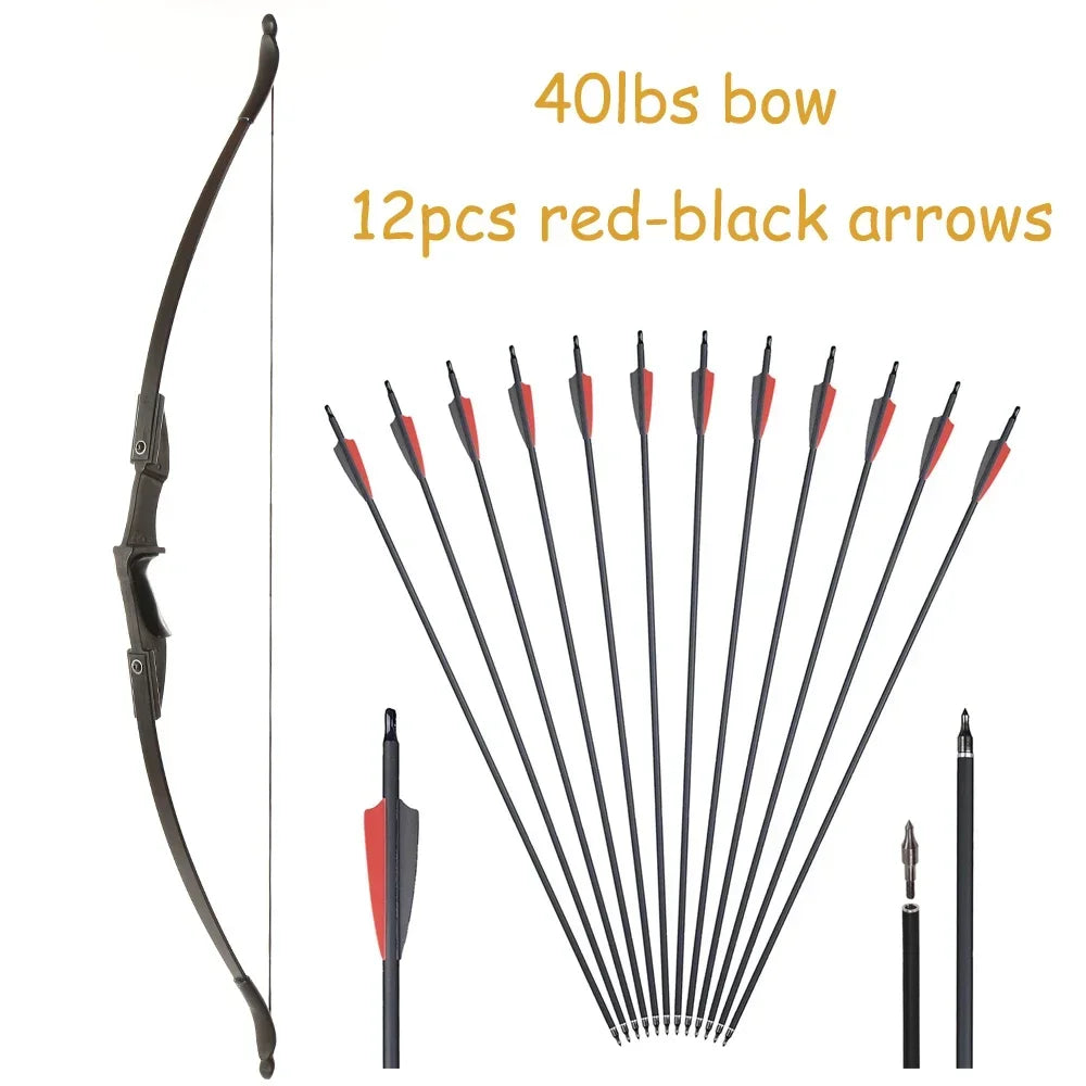 Archery Recurve Bow for Right/Left-Handed Outdoor Hunting Sports Shooting 57inch 30-40 Ibs Take-down Bow Archery Target