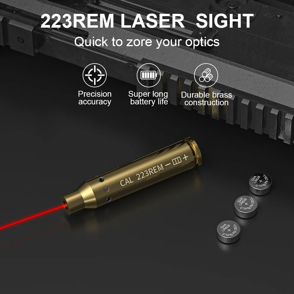 223REM Optics Cartridge Red Dot Laser Bore Brass Bore Boresighter For Pistol Rifle Scope Hunting Accessories 6 Batte