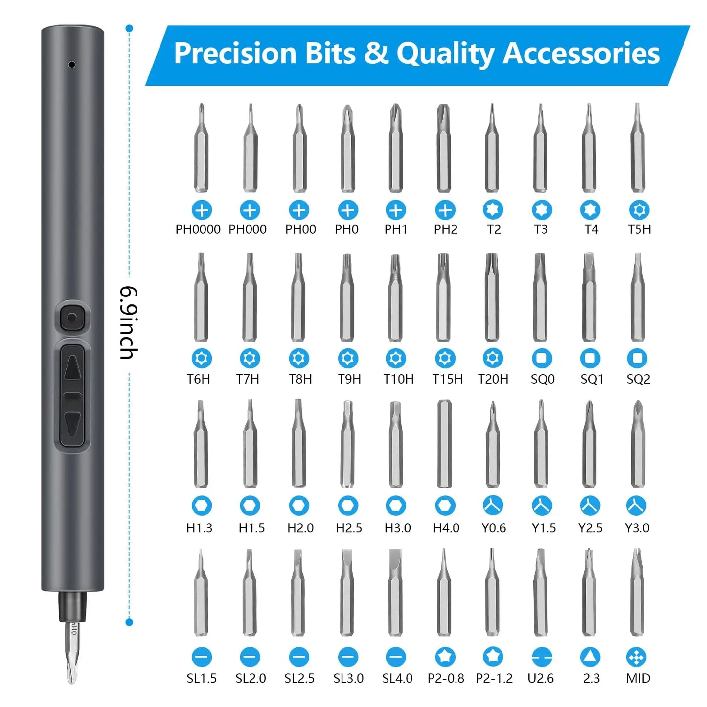 50 in 1 Precision Electric Screwdriver Set Multi-Function Power Tool with Magnetic Torx Phillips Bits for iPhone Glasses Watches