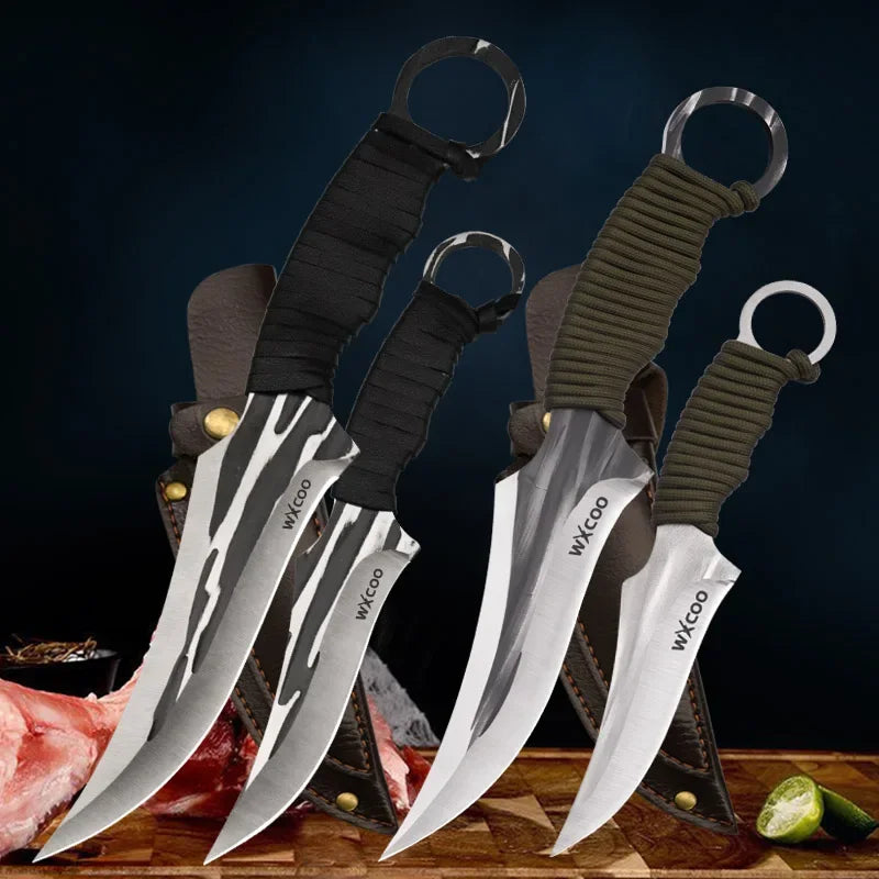 WXCOO Hand-Forged Kitchen Knife Multifunctional Boning Meat Cleaver Knife Stainless Steel Fruit Slicing BBQ Knife with Sheath