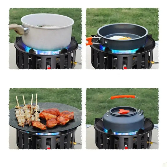 7-Core High-Power Camping Stove 19800W Portable Windproof Gas Burner with Electronic Ignition for Hiking And Travel