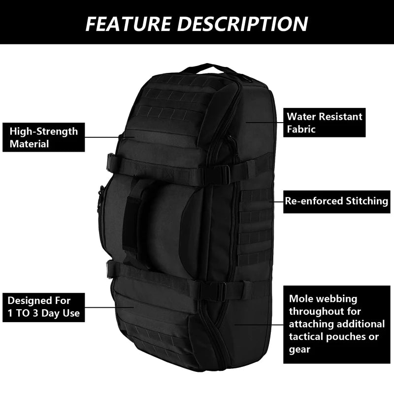 LQARMY 30L 50L 80L Sport Travel Bag Molle Tactical Backpack Gym Fitness Bag Large Duffle Bags for Camping Hunting Fishing