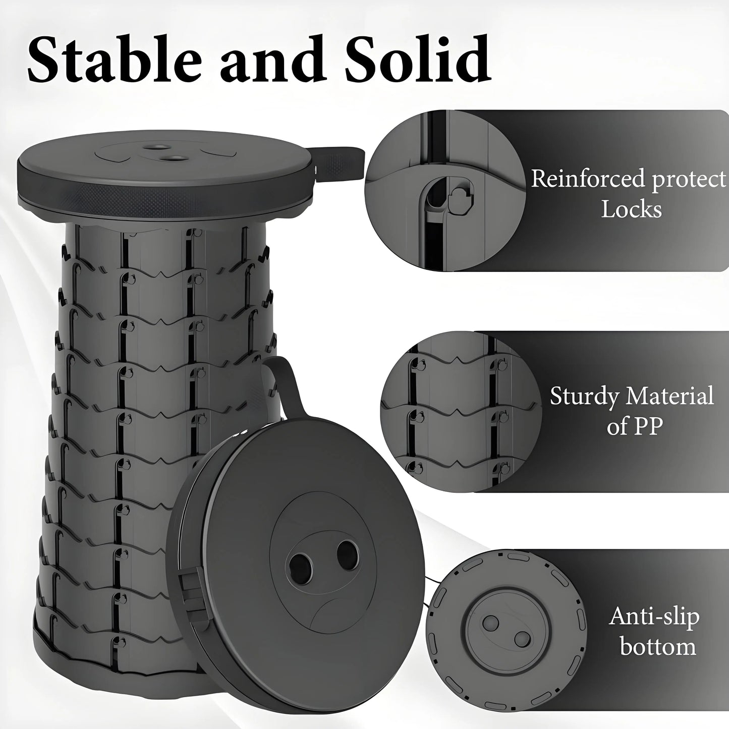 Heavy-Duty Portable Folding Stool | 440lb Capacity Compact Camping Seat | Lightweight for Fishing Hiking & Outdoor Events