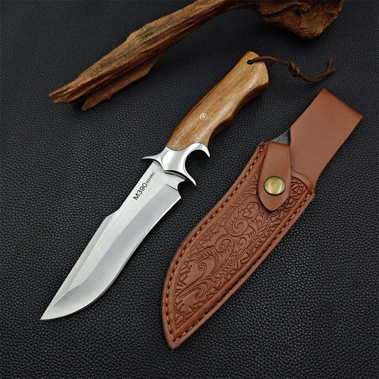 High Hardness M390 Blade Red Colored Wood Handles Tactical Hunting Knife Self-defense EDC Tools Portable Camping Survival Knives