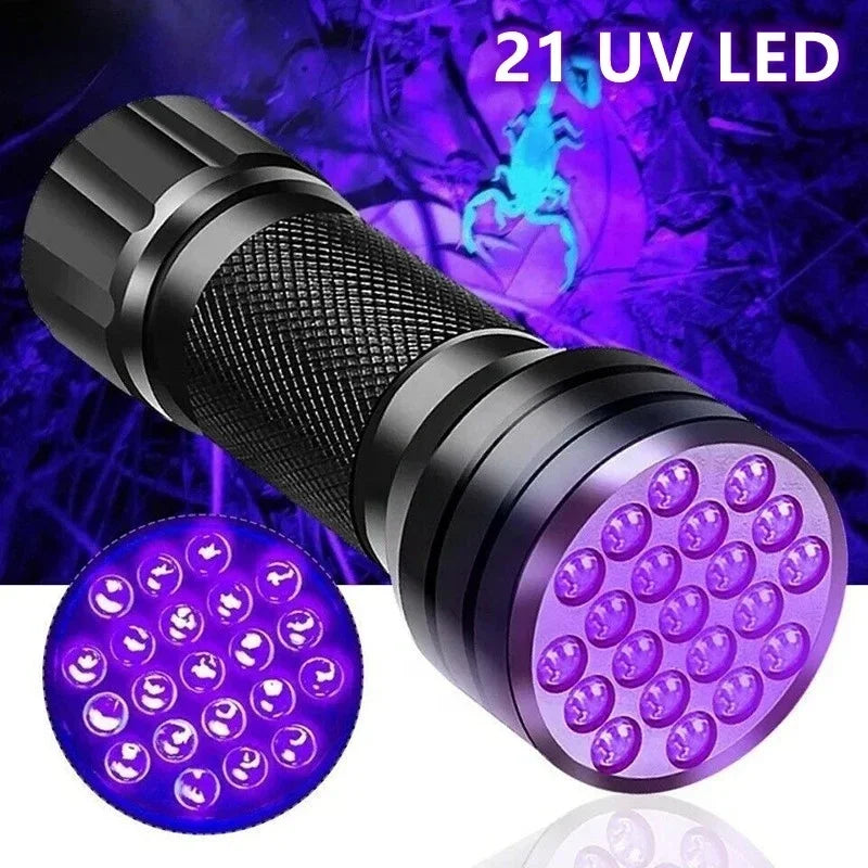 21 LED UV Ultraviolet Flashlight Blacklight 395NM Mini Torch Flash Lamp For Pet Urine Stains Portable Black Light Flashlights