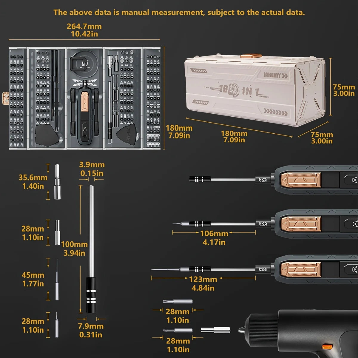 180 in 1 Precision Multifunctional Screwdriver Set,Magnetic Phillips Bits,Mobile iPhone & PC & Glasses Manual Repair Tool,Gift.