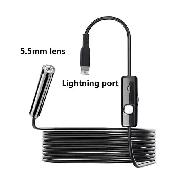 HD Dual Lens Endoscope Camera for iPhone HUAWEI XIAOMI PC Borescope Inspection Mini Camera Light 3 IN 1 Port or Lightning Port