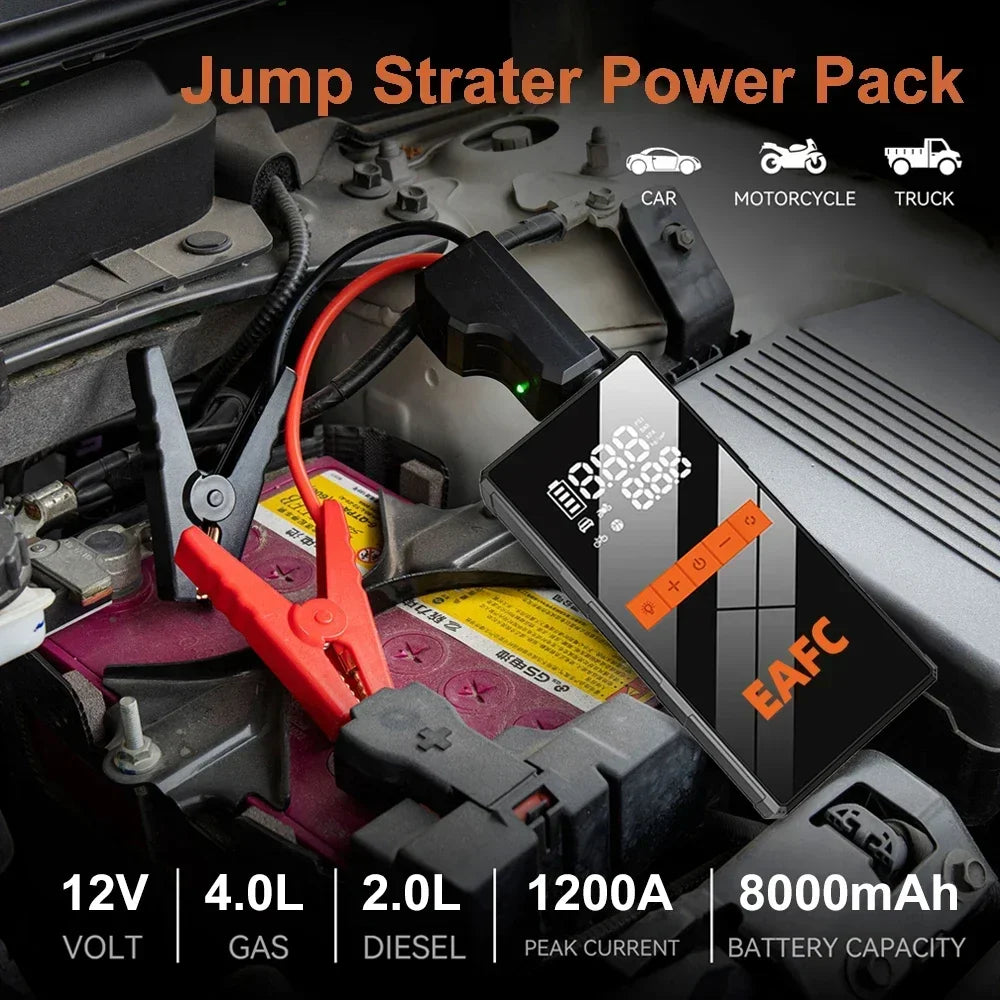 1200A Car Jump Starter 150PSI Tire Inflator 4 In 1 Multifunctional Automotive Emergency Power Power Bank Air Pump with EVA Box